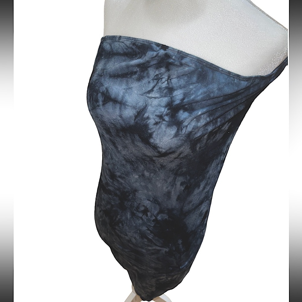 Black Gray Tie-Dye Strapless SHEIN Dress Size L